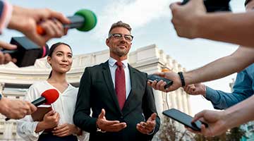 Man being interviewed