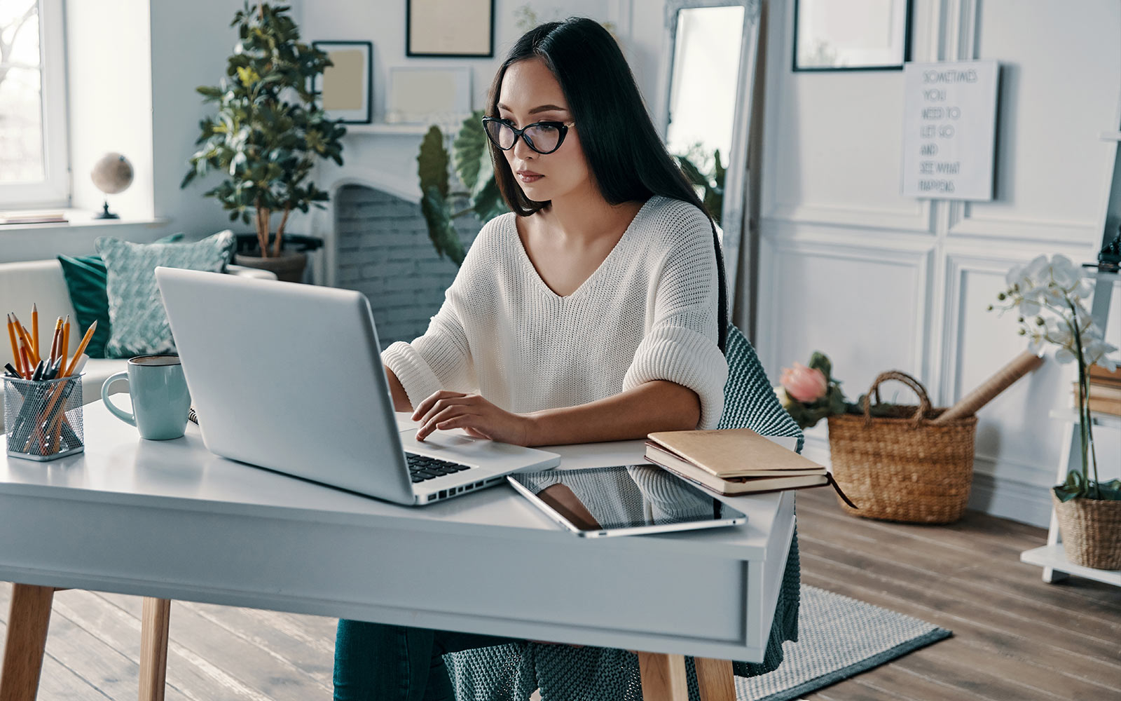 Woman working on computer