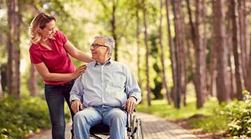 Healthcare worker talking to patient