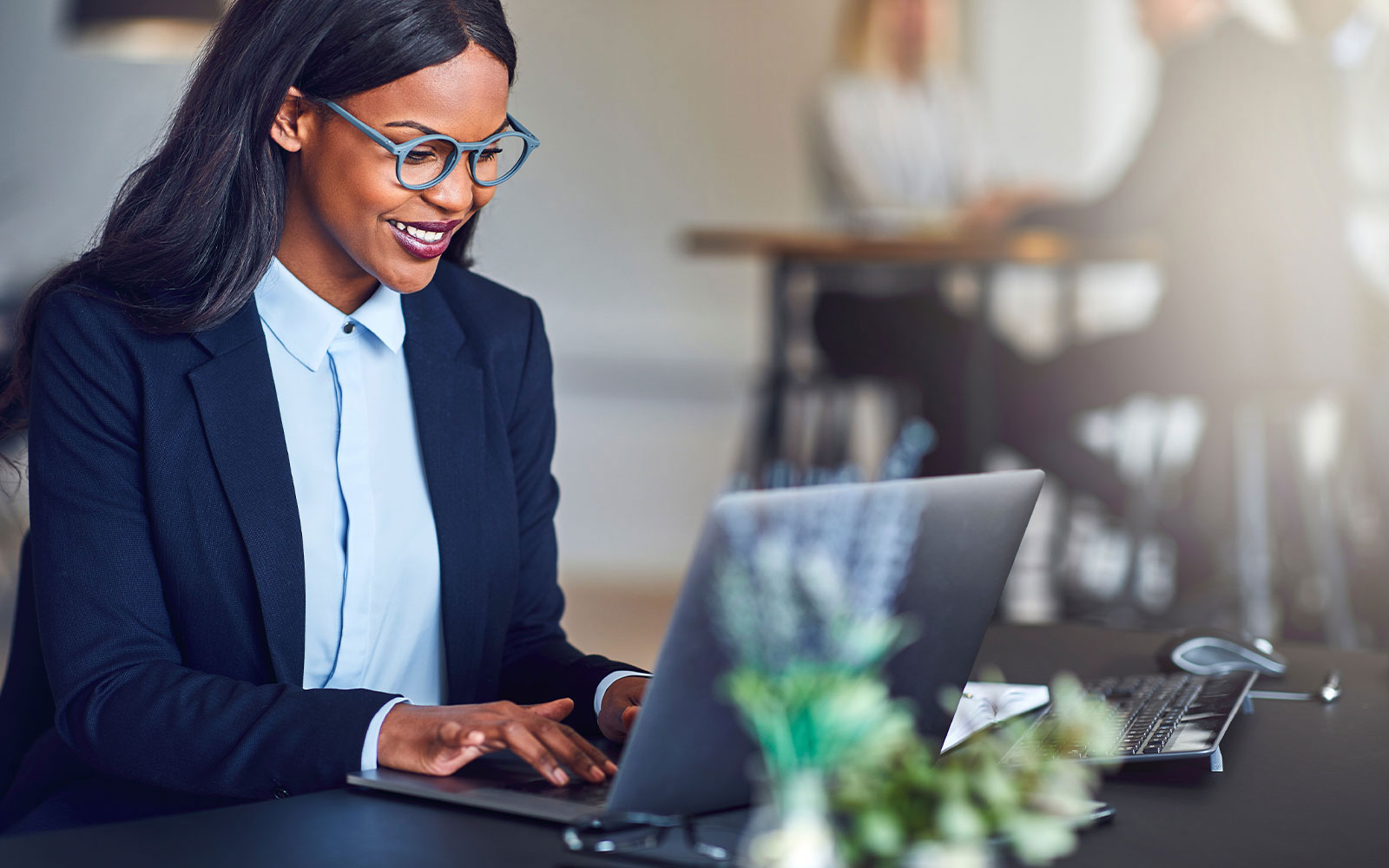 Woman working on computer