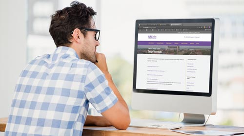 Man viewing the Getting Started with Your Course webpage