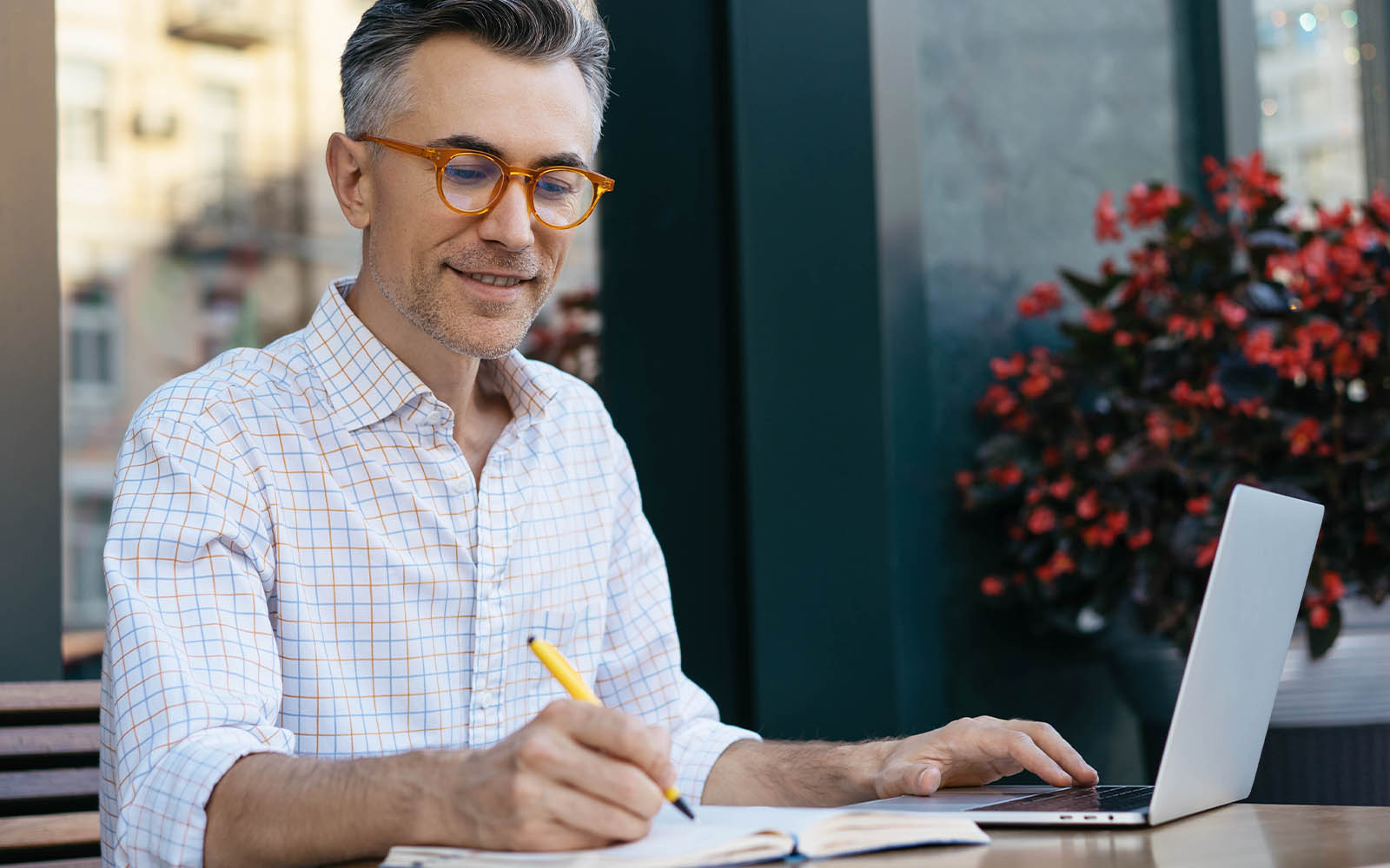 Digital marketer working at his desk