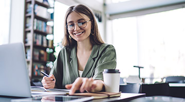 Marketing manager working at her desk