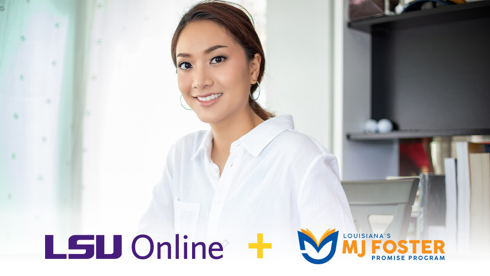 LSU Online Logo + MJ Foster Promise Program