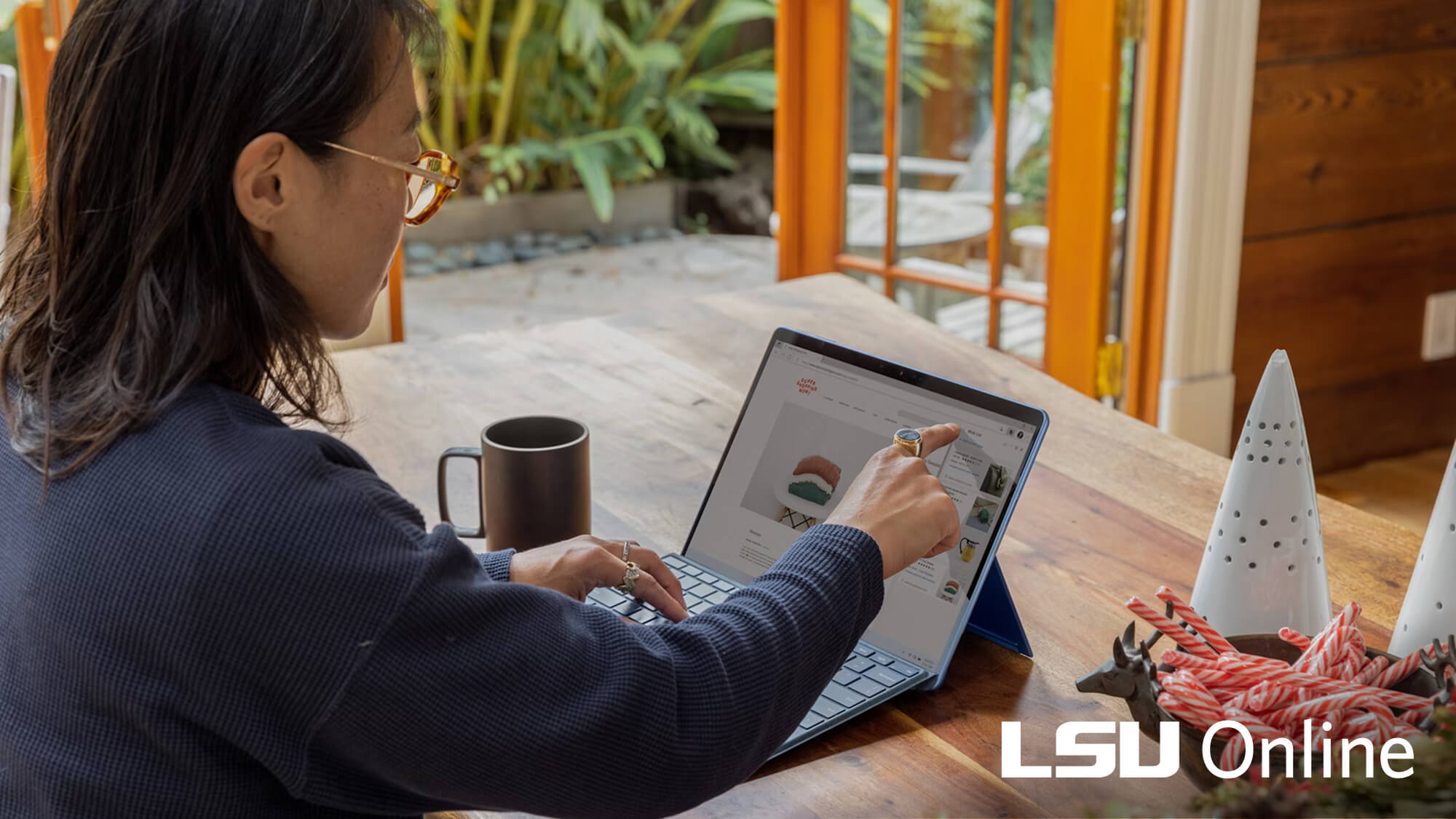 Marketer working on laptop